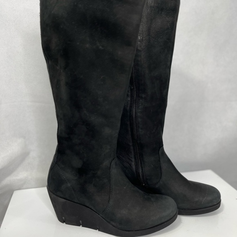 Black suede wedge boots by Ecco NWOB, size 37